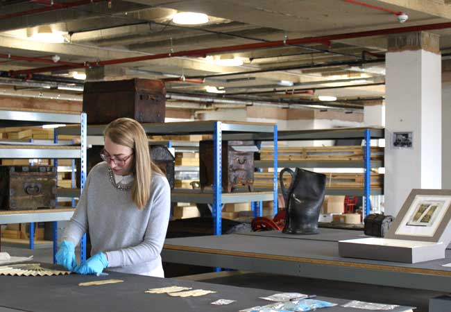 Curator working in museum space